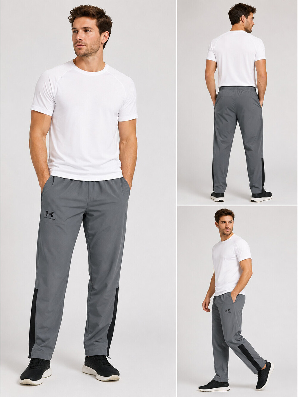 Under Armour NWT Vital Woven Jogger Pants Loose Gray Black Stripe 1352031 Sz 4XL